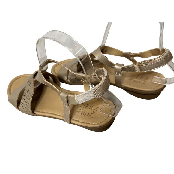 Naturalizer Womens Leather Sandals With Laser Cut Straps 8M Beige Ankle Closure - Picture 6 of 14